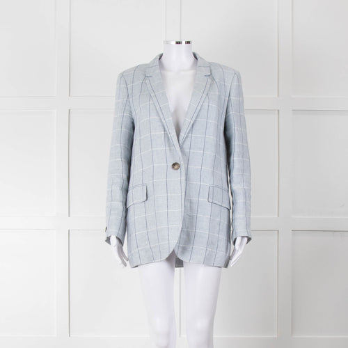 Peserico Pale Blue Check Linen Blazer