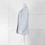 Peserico Pale Blue Check Linen Blazer