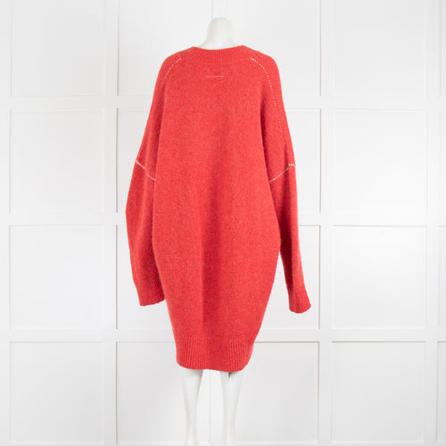 MM6 By Maison Margiela Red V Neck Sweater Dress