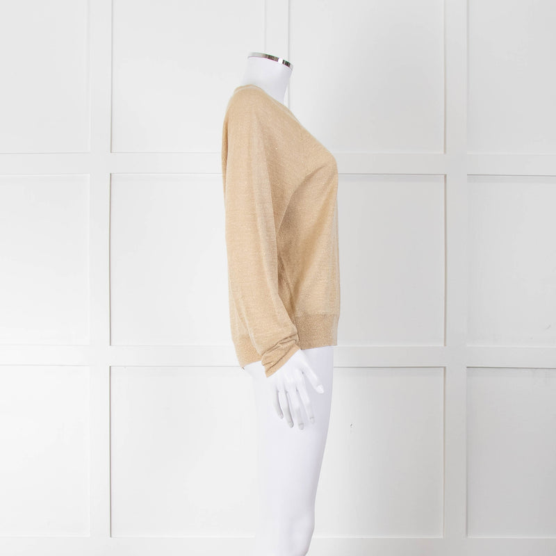 Elizabeth & James Gold Fine Knit Round Neck Jumper