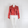 Zadig & Volatire Red Metallic Biker Jacket