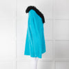 Marni Mohair Turquoise  Fuzzy Wuzzy Cardigan with Black Faux Fur Neck