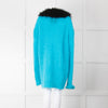 Marni Mohair Turquoise  Fuzzy Wuzzy Cardigan with Black Faux Fur Neck