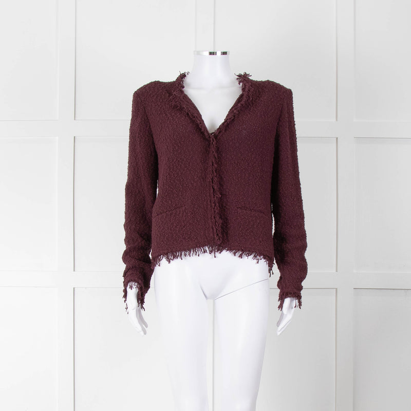 Iro Burgundy Boucle Unlined Jacket