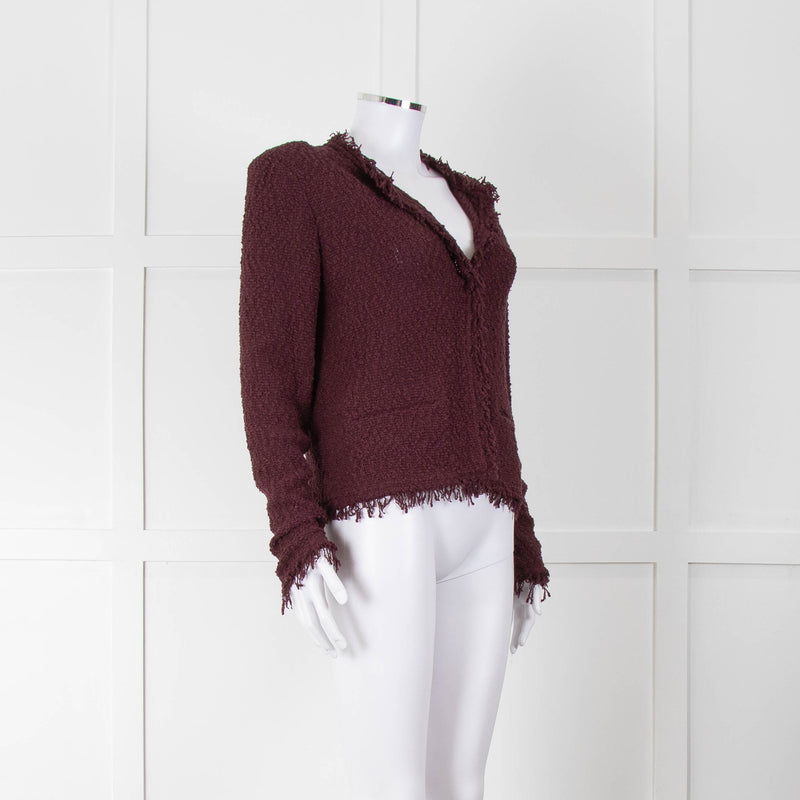 Iro Burgundy Boucle Unlined Jacket