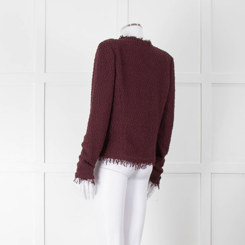 Iro Burgundy Boucle Unlined Jacket