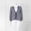 Amina Rubinacci Blue Crochet Sequin Knit Cardigan