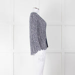 Amina Rubinacci Blue Crochet Sequin Knit Cardigan