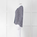 Amina Rubinacci Blue Crochet Sequin Knit Cardigan