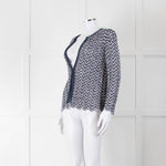 Amina Rubinacci Blue Crochet Sequin Knit Cardigan