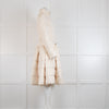 Elisabetta Franchi Cream Padded Coat with Flared Skirt