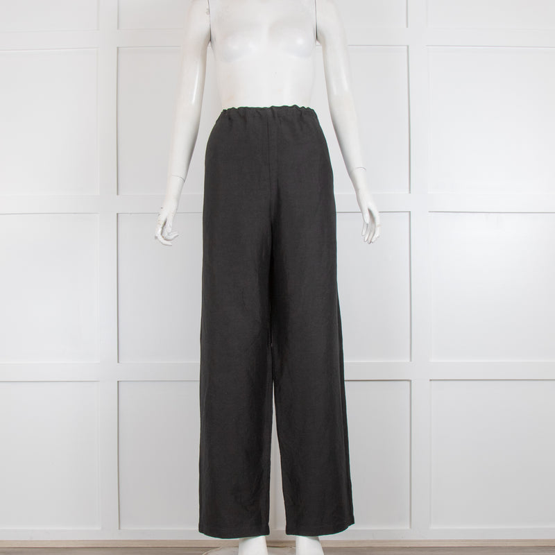 Toteme Black Linen Wide Leg Trousers