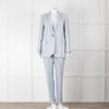 Peserico Pale Blue Check Linen Blazer