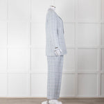 Peserico Pale Blue Check Linen Blazer