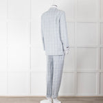 Peserico Pale Blue Check Linen Blazer