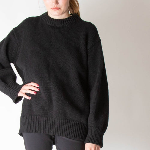 &DAUGHTER Caragh Chunky Slouch Geelong Crewneck In Black