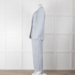 Peserico Pale Blue Check Linen Blazer