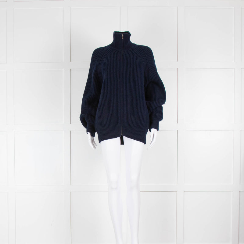 &DAUGHTER Enda Ribbed Jacket In Navy Blue