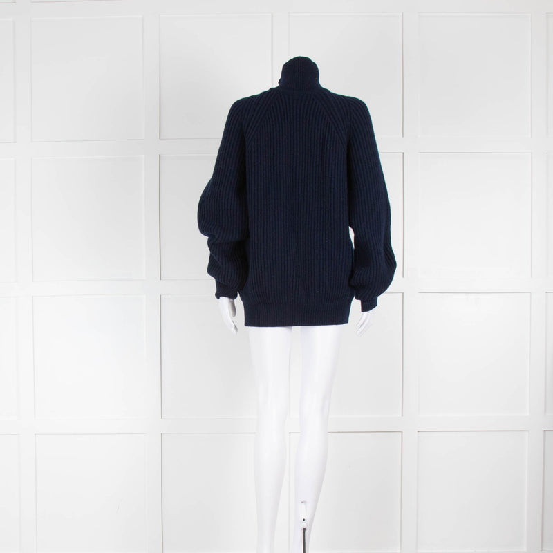 &DAUGHTER Enda Ribbed Jacket In Navy Blue