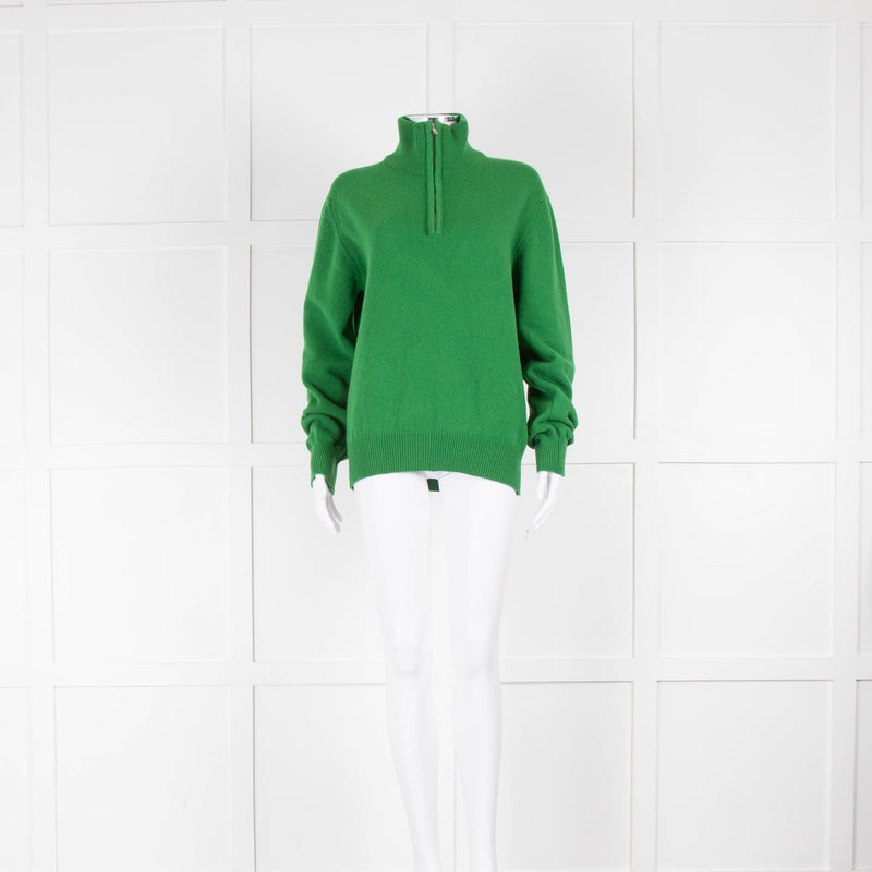 &DAUGHTER Quarter Zip Roll Neck Jumper In Green