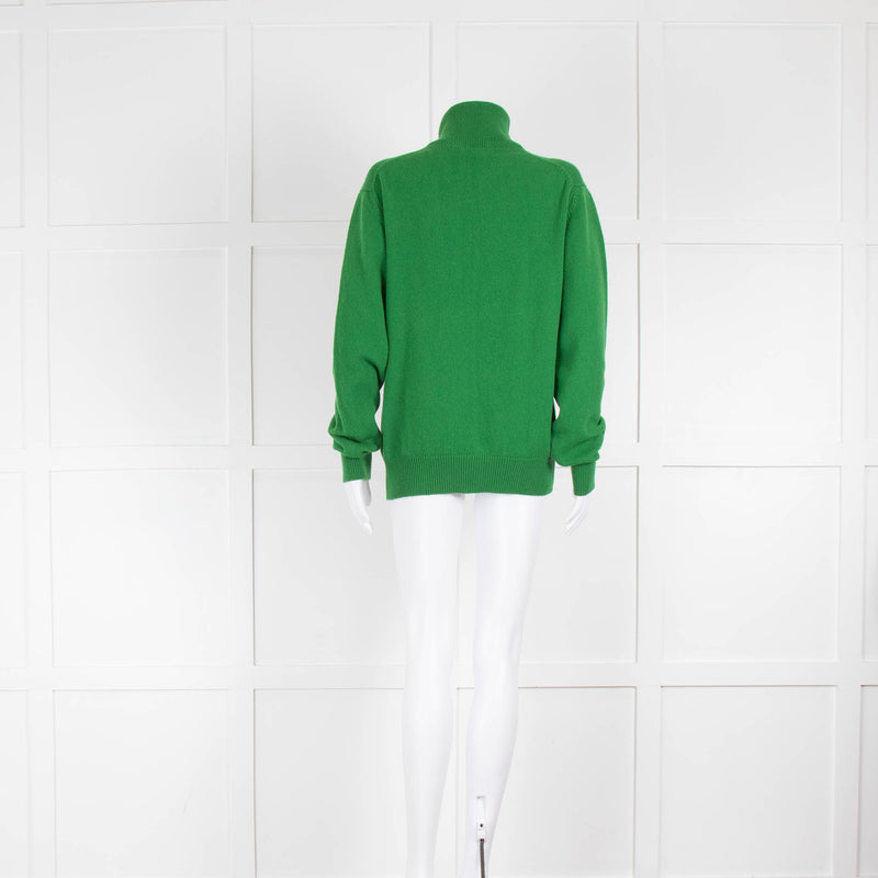 &DAUGHTER Quarter Zip Roll Neck Jumper In Green