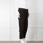 Vince Dark Khaki Corduroy Utility Style Trousers