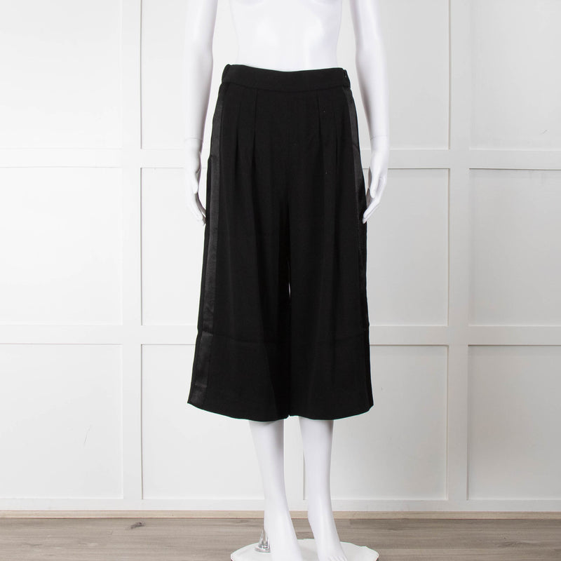 Maje Black Tailored Long Shorts with Satin Side Stripe