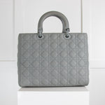 Dior Grey Ultramatte Large Lady Dior Calfskin Bag