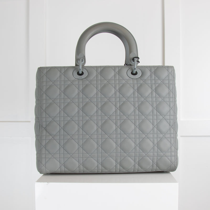 Dior Grey Ultramatte Large Lady Dior Calfskin Bag