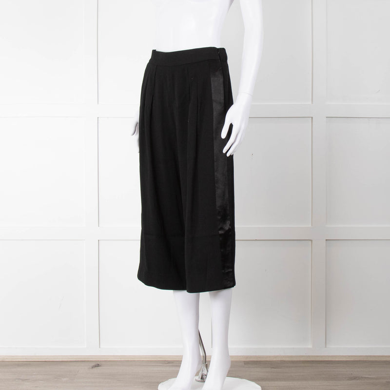 Maje Black Tailored Long Shorts with Satin Side Stripe