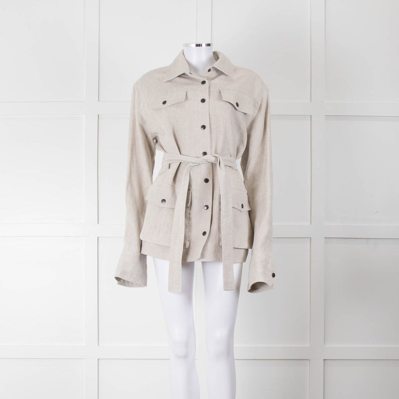 Art School Oatmeal Belted Safari Jacket