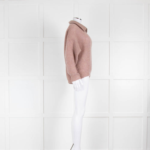 Isabel Marant Etoile Blush Pink High Neck Zip Jumper