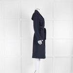 Sandro Navy Blue Belted Trench Coat