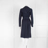 Sandro Navy Blue Belted Trench Coat