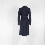 Sandro Navy Blue Belted Trench Coat