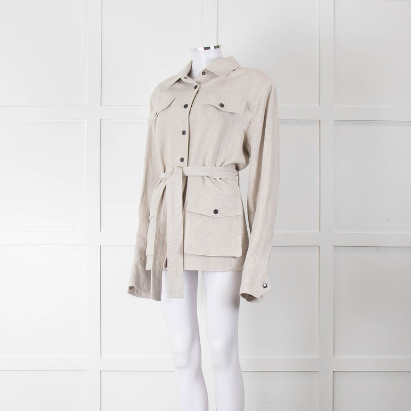 Art School Oatmeal Belted Safari Jacket