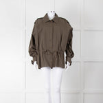 Raey Khaki Short Drawstring Waist Cotton Jacket