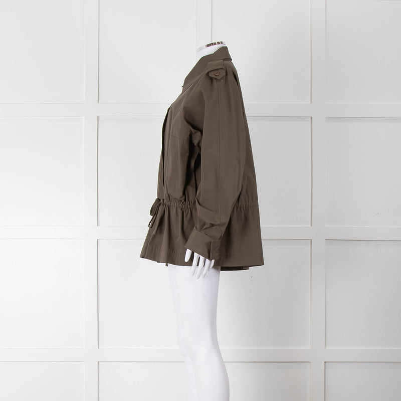 Raey Khaki Short Drawstring Waist Cotton Jacket