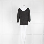 Jumper 1234 Black Metallic Thread Cashmere V Neck Jumper