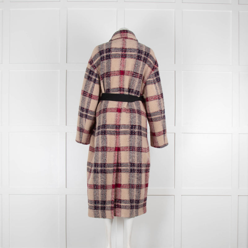 Isabel Marant Etoile Maroon and Tan Laurie Check Coat