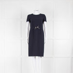 Paule Ka Navy Tie up Detail Knee Length Dress