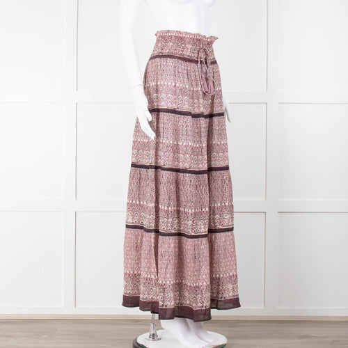 MABE Purple Block Print Maxi Skirt