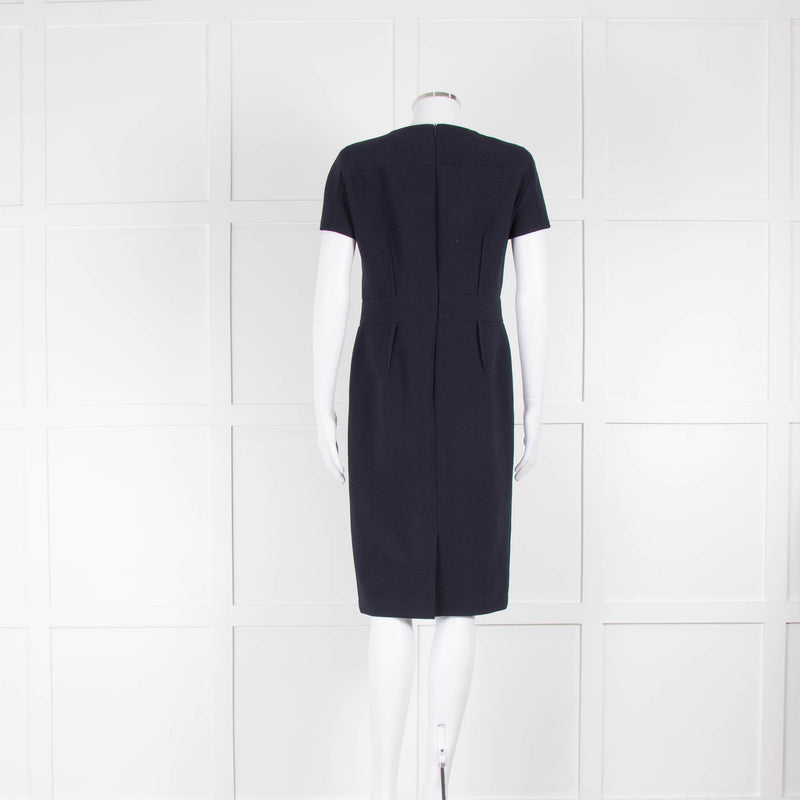 Paule Ka Navy Tie up Detail Knee Length Dress