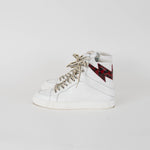 Zadig & Voltaire White Red Lightening  Bolt High Top Sneakers