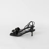 Prada Black Brushed Leather Mid Heel Sandals