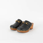 Gucci Black Leather Horsebit Cloggs