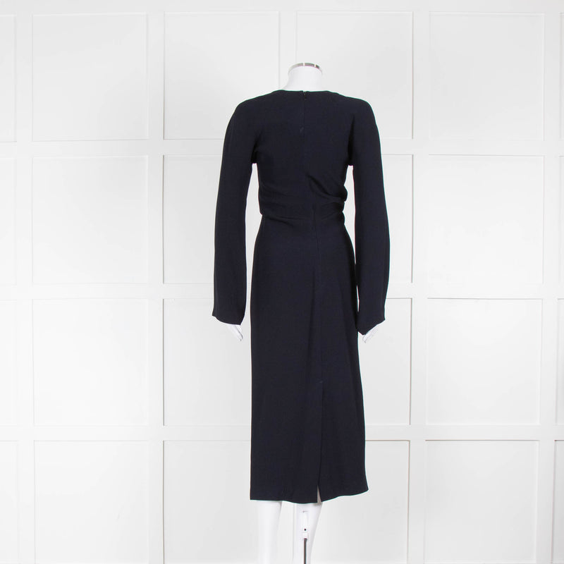 Raey Navy V Neck Long Day Dress