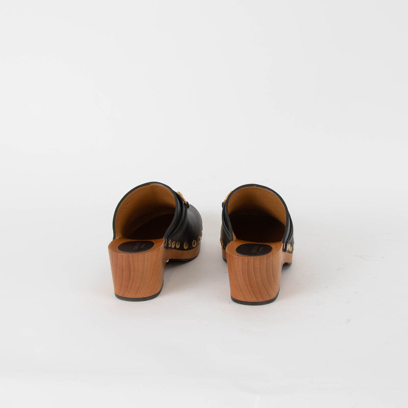 Gucci Black Leather Horsebit Cloggs