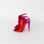 Tom Ford Red Velvet Fuchsia Metallic Heeled Sandals