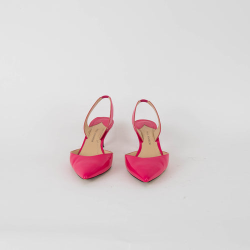 Paul Andrew Hot Pink Patent Pointed Toe Kitten Heels